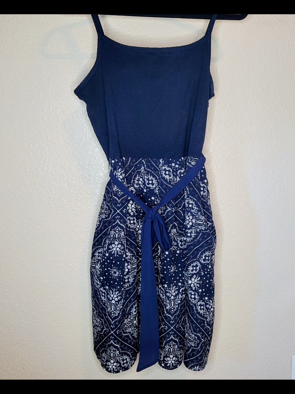 Tommy Hilfiger Navy Blue Printed Tie-Waist Dress